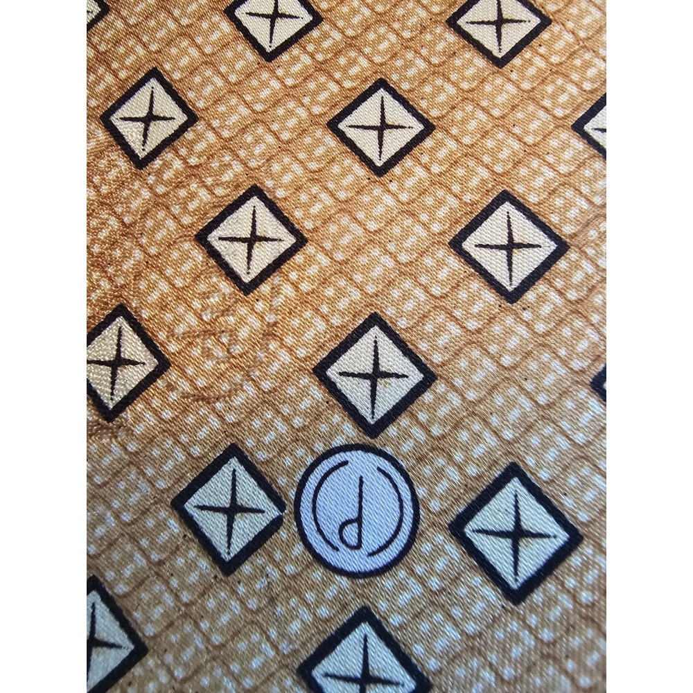 Dunhill Silk Tie Geometric Diamond Pattern‎ Gold Men's Necktie Luxury